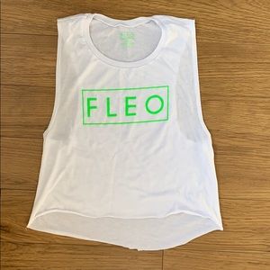 White & neon green Fleo crop tank